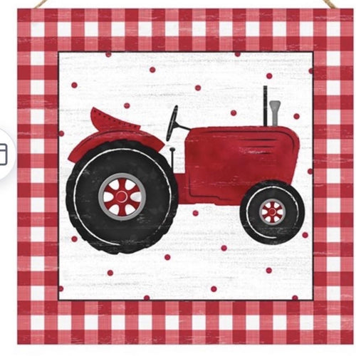 Red Gingham Tractor Sign